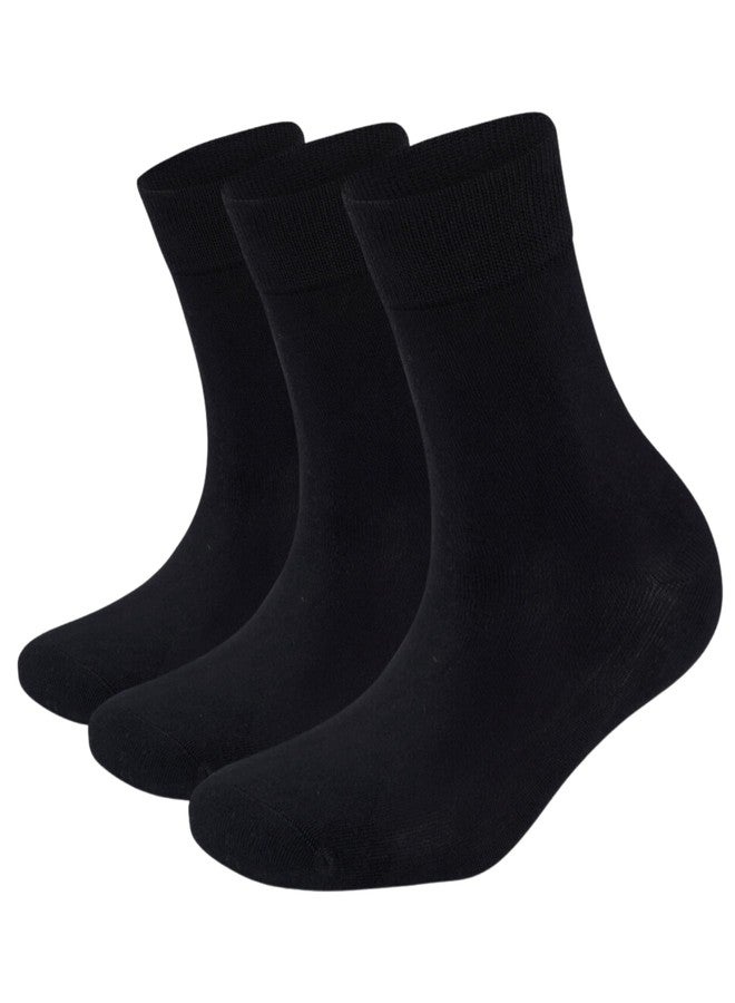 Phoenix Socks جوارب فينيكس، 3 أزواج، جوارب قطنية نسائية كاجوال متوسطة الطول، ألوان باستيل متنوعة، ناعمة ومريحة، جوارب رسمية، تسمح بمرور الهواء، تمتص الرطوبة، جوارب ضيقة ومعززة عند أصابع القدم للنساء (أسود) - Image 1